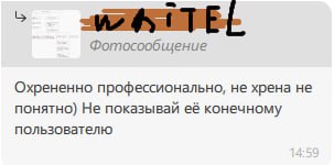 Скриншот Telegram: «охренённо профессионально, не хрена не понятно. Не показывай её конечному пользователю».